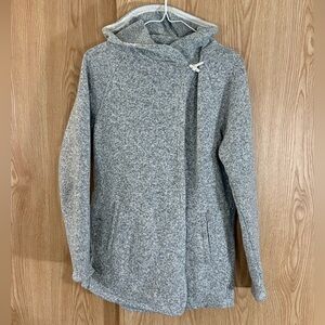 The North Face Gray Crescent Fleece Hooded Wrap Jacket